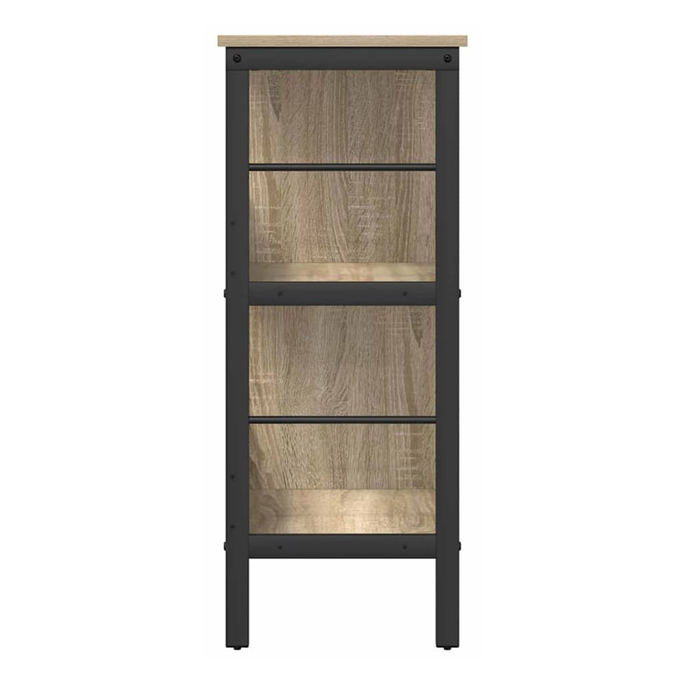 The four-tier bookcase with sonoma oak shelves and black metal sides