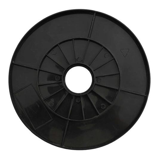 The black bungee cord on a spool, ready for use