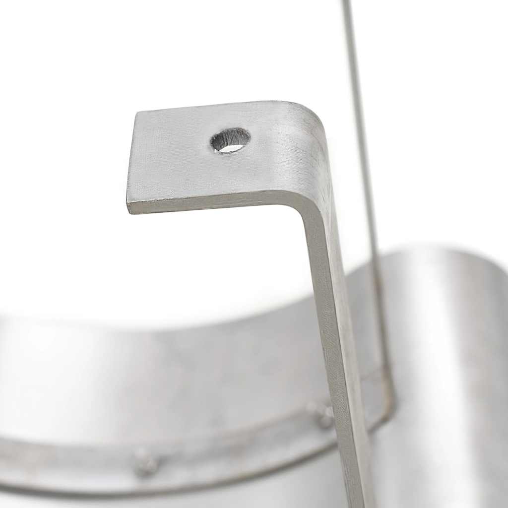 Close-up of a mounting bracket with a hole for attachment on the chimney cowl