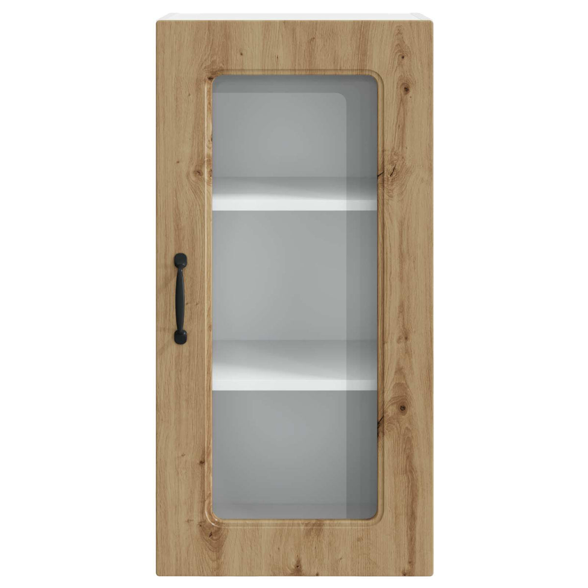 Dishwasher Panel Kalmar Artisan Oak, the kitchen cabinet with a glass door and wooden effect front, showing the interior