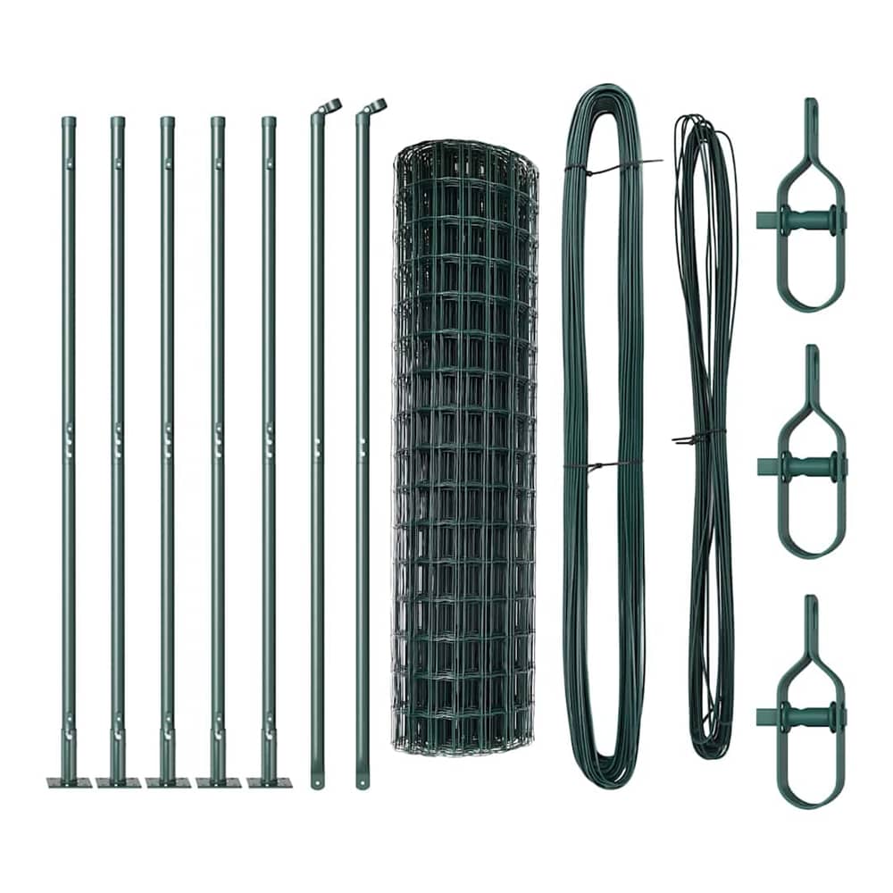 all the parts included for the green steel fence panel installation