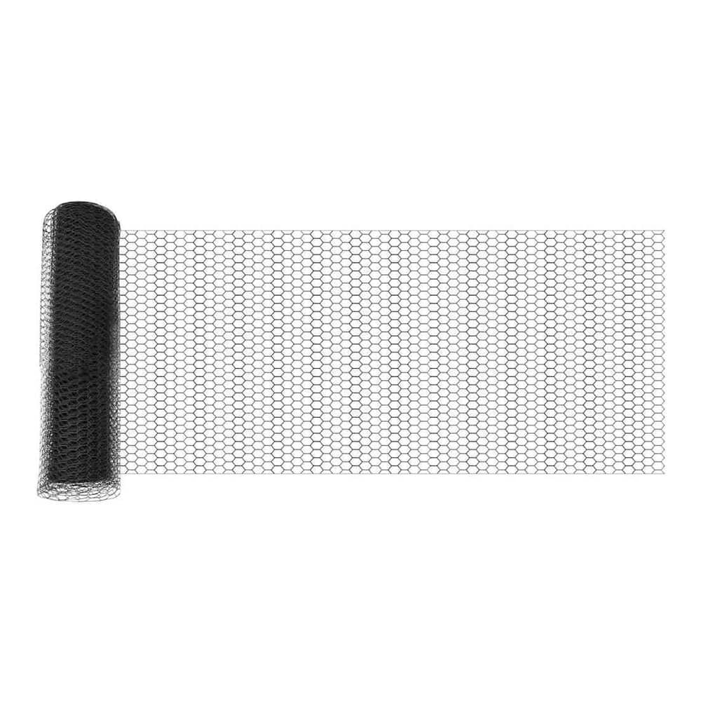 A roll of grey hexagonal mesh fencing, showing the honeycomb pattern