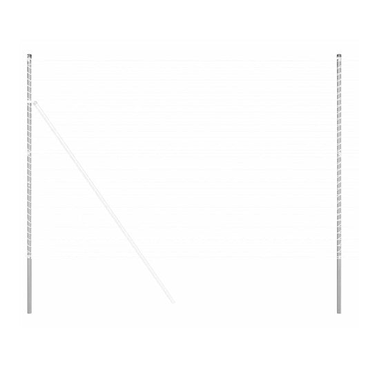 Two silver powder-coated steel fence posts standing against a white background