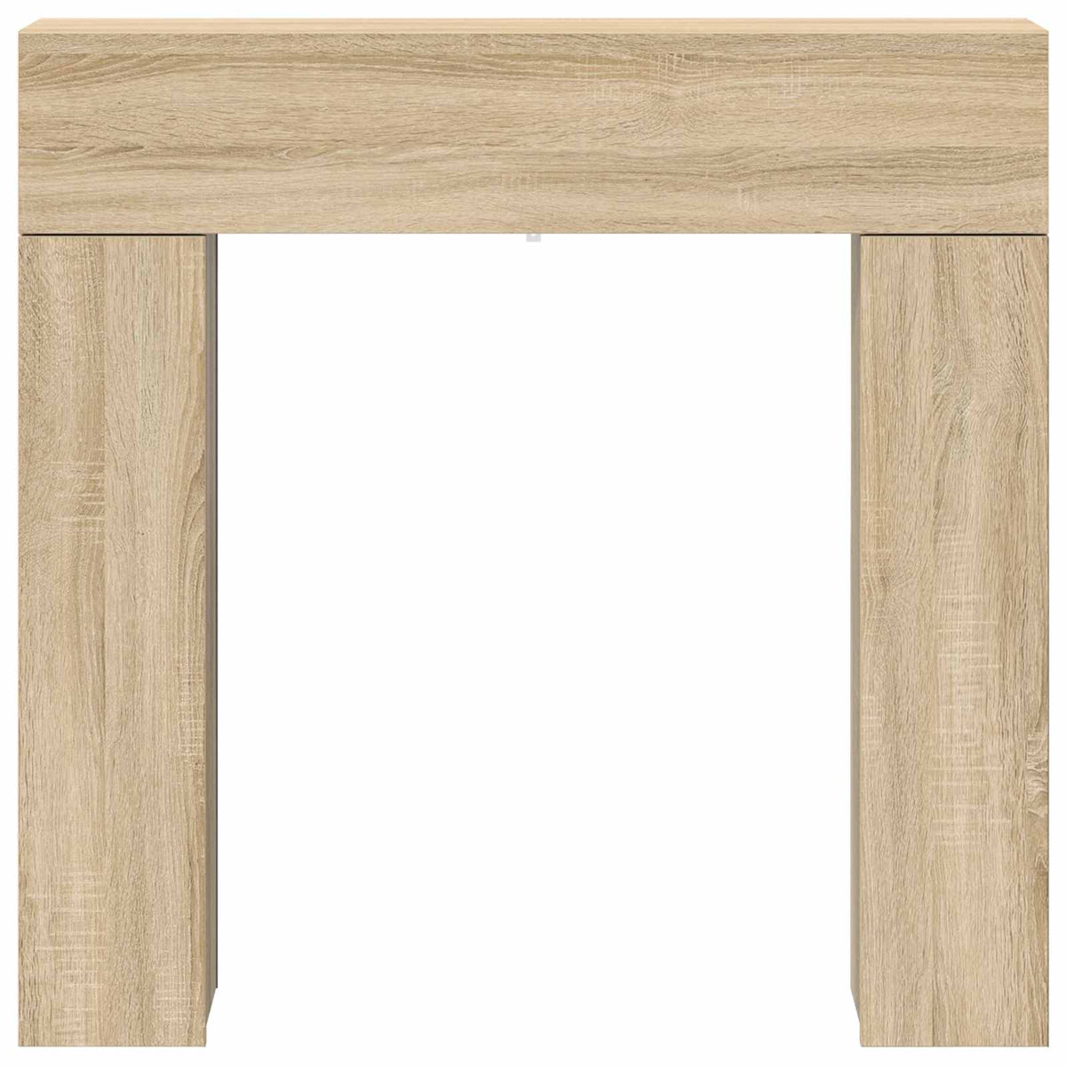 A close-up view of the Sonoma Oak fireplace surround