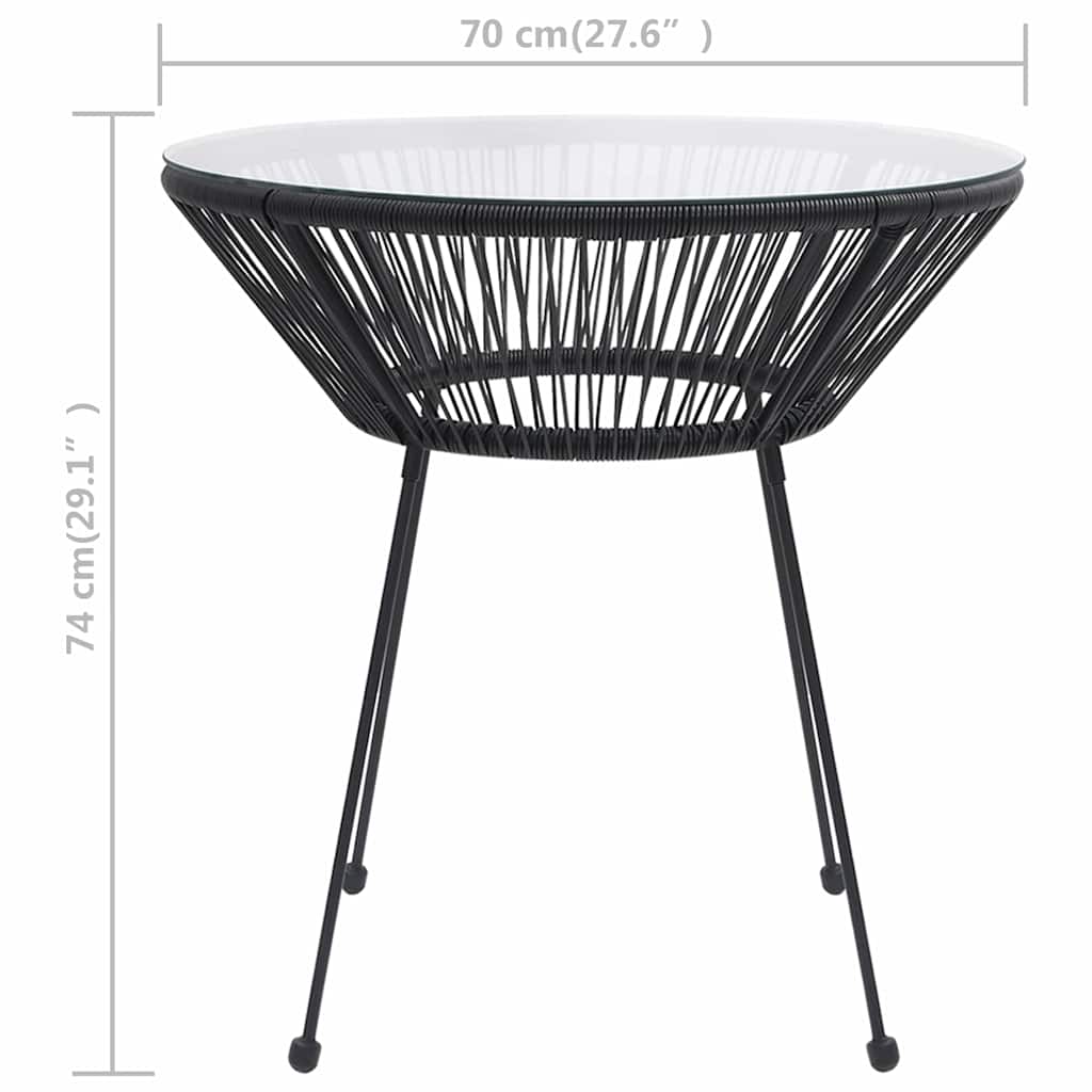 The outdoor table with dimensions 70 cm and 74 cm shown