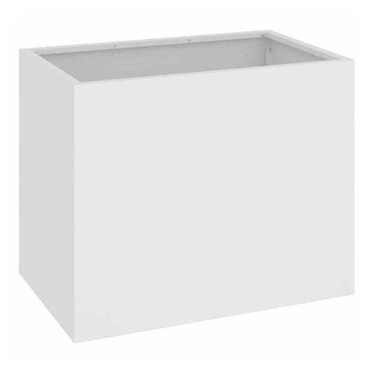 A white cold-rolled steel planter shown from the side with the top open