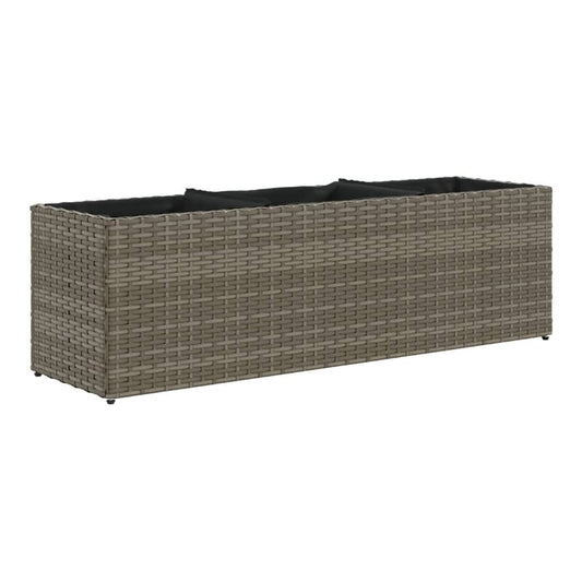 The grey poly rattan garden planter with three internal fabric liners