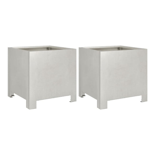 the square garden planters shown together as a pair on a plain white background