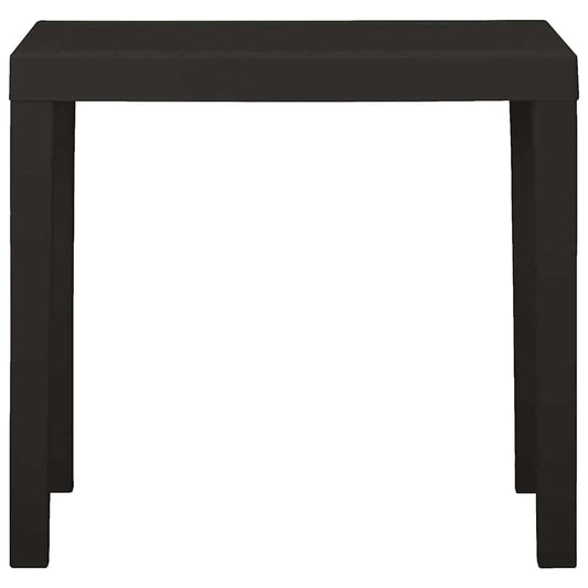The anthracite garden table from a slightly elevated front angle