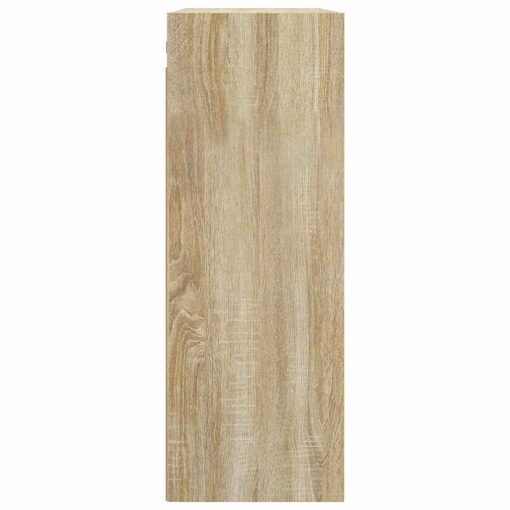 the hanging cabinet side panel showing the smooth wood grain texture and vertical orientation