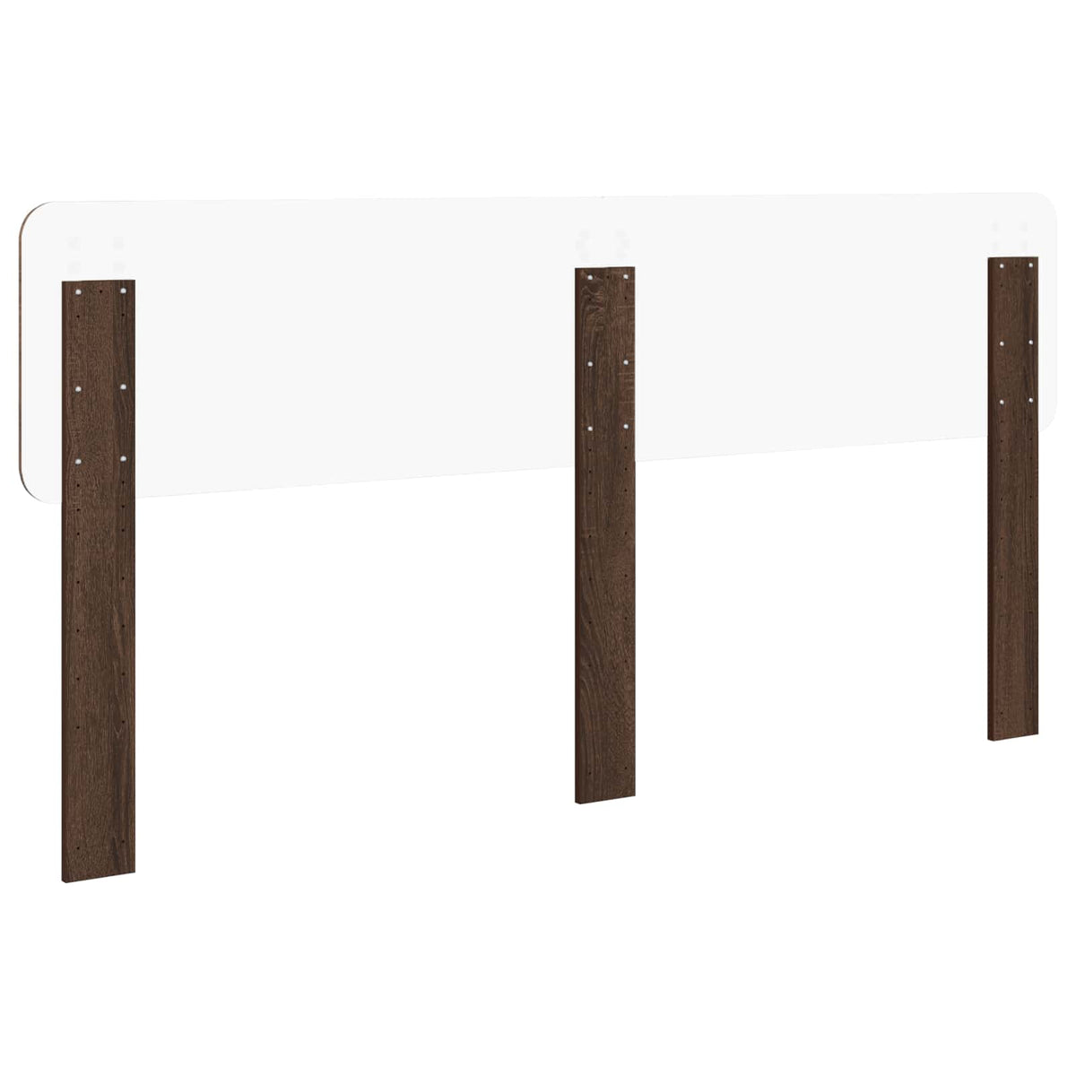 The back of the brown oak headboard, showing the fixing points