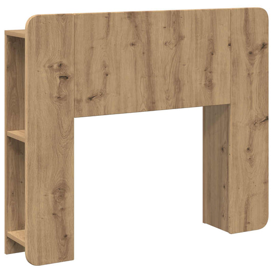 Headboard cabinet with side shelves in artisan oak wood effect