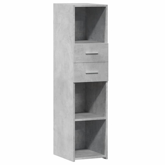 the tall highboard with two drawers and open shelves shown from a high angle
