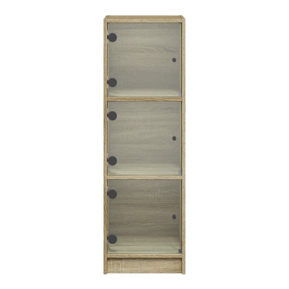 the buffets & sideboards, a tall narrow cabinet with three glass doors and internal shelves