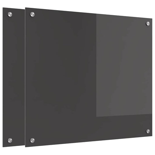 the kitchen splashback panels shown stacked slightly offset to reveal the dark grey finish