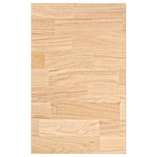 The solid wood oak rectangular table top showing the wood grain pattern