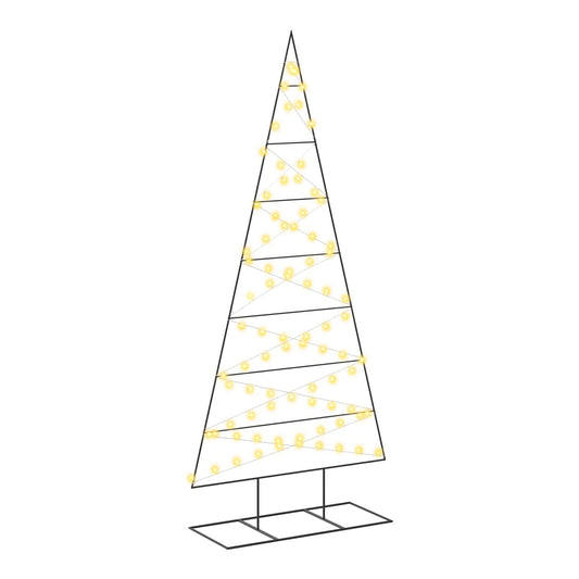 The metal Christmas tree with triangle stand and lights