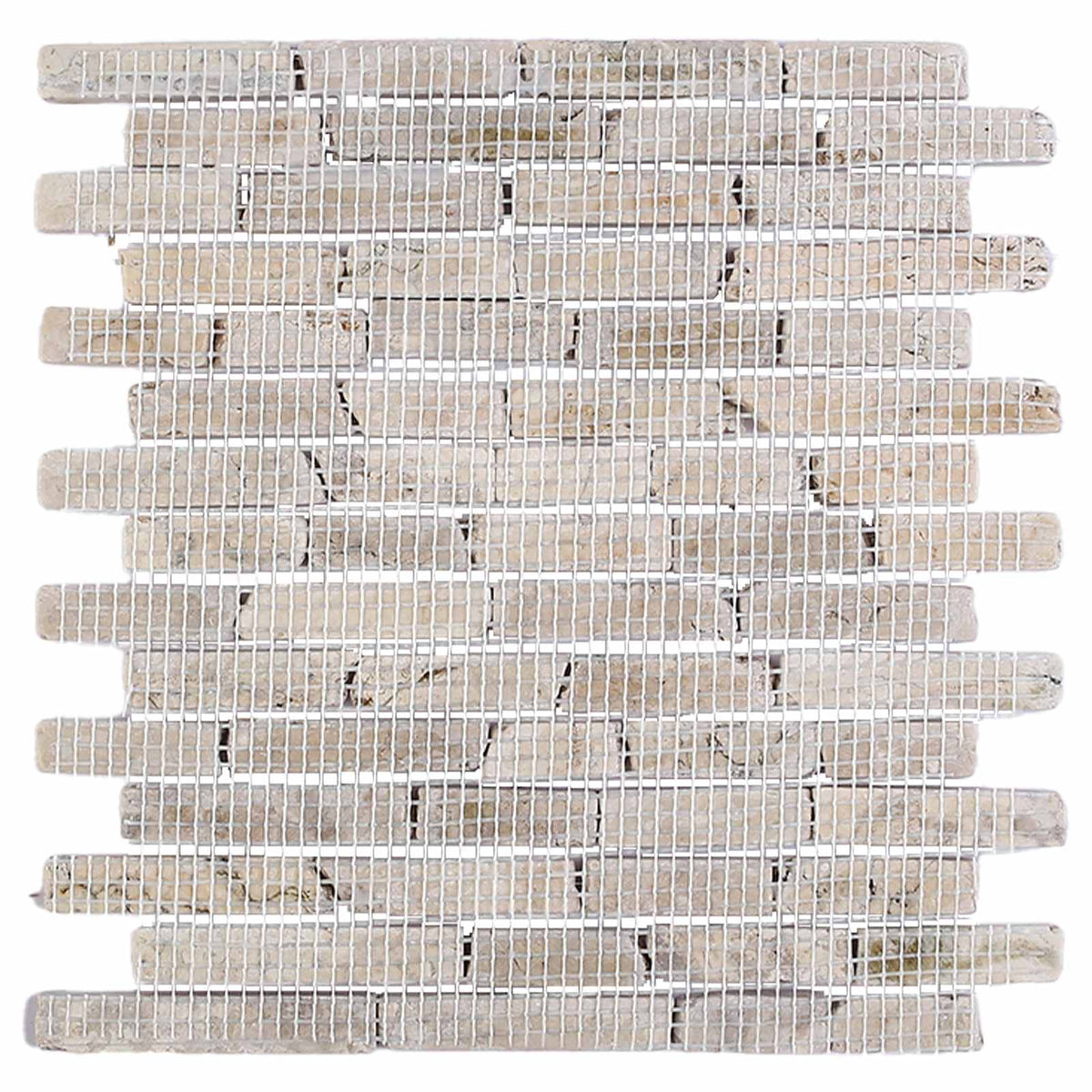 Close up of cream mosaic tiles showing texture