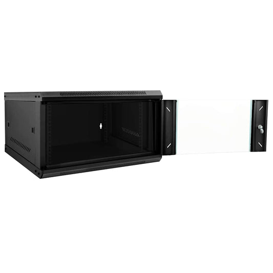 The network storage system with its front door open, showing the interior space