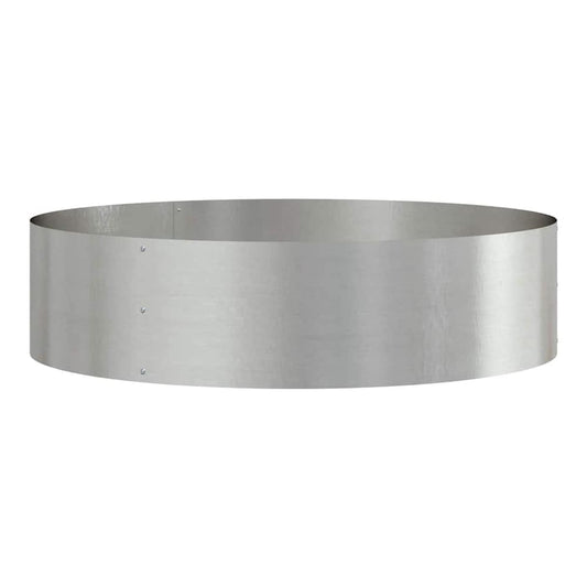 A circular silver planter ring made of stainless steel, showing its construction