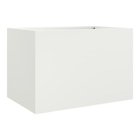 A plain white rectangular planter shown from the side