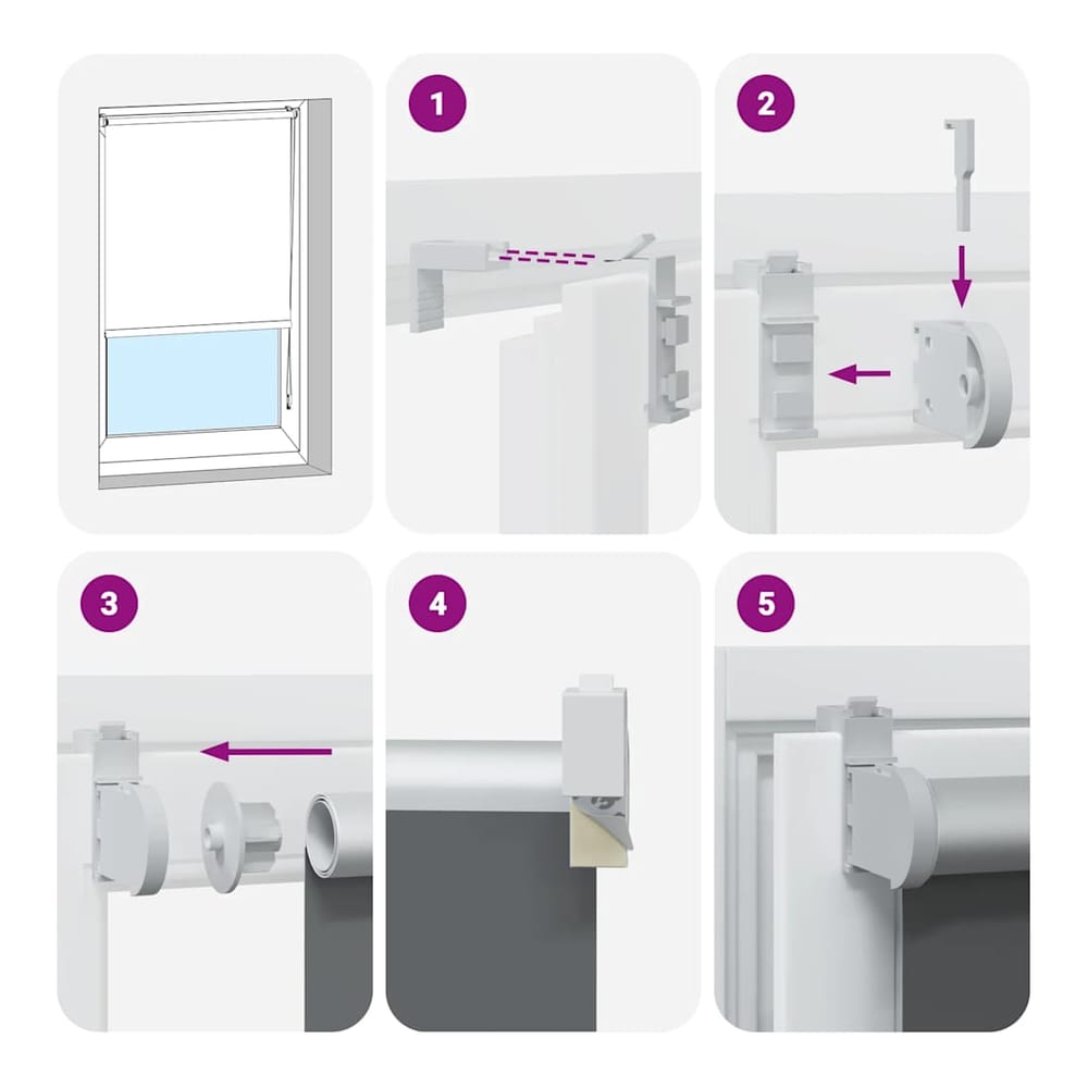 Diagram showing how to install the roller blind fittings