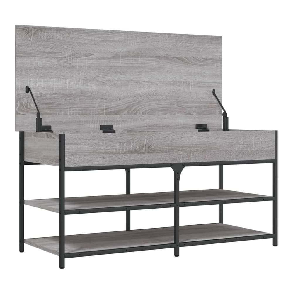 the storage and entryway bench with lid lifted showing storage space