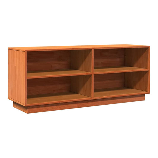 The shoe cabinet with four open storage compartments against a white background