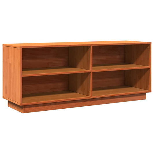 The shoe cabinet with four open storage compartments against a white background