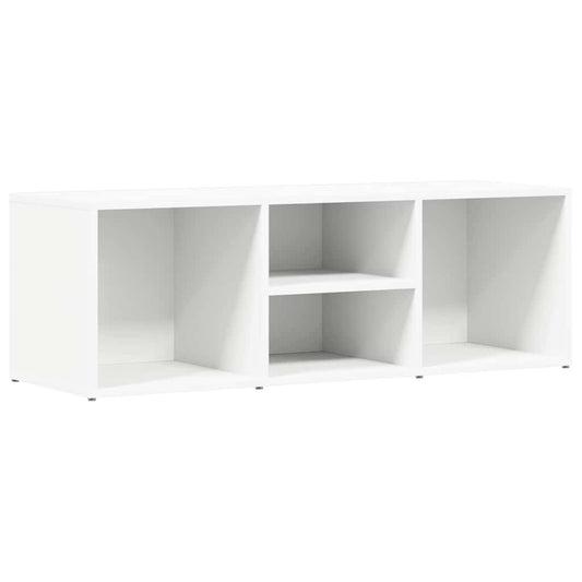The white shoe storage bench with three open compartments, two on the sides and one in the middle