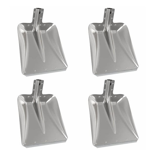 Four silver shovel heads arranged in a two-by-two grid