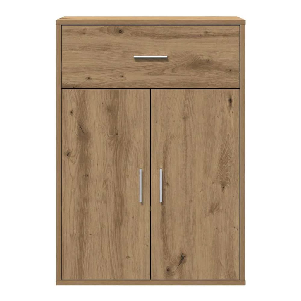 Buffet and sideboard with artisan oak finish, closed doors and drawer