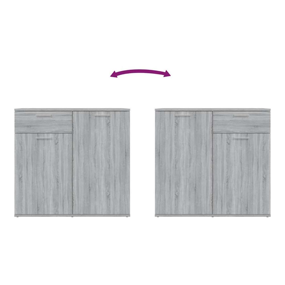 Two grey Sonoma sideboards side by side, showing different door configurations