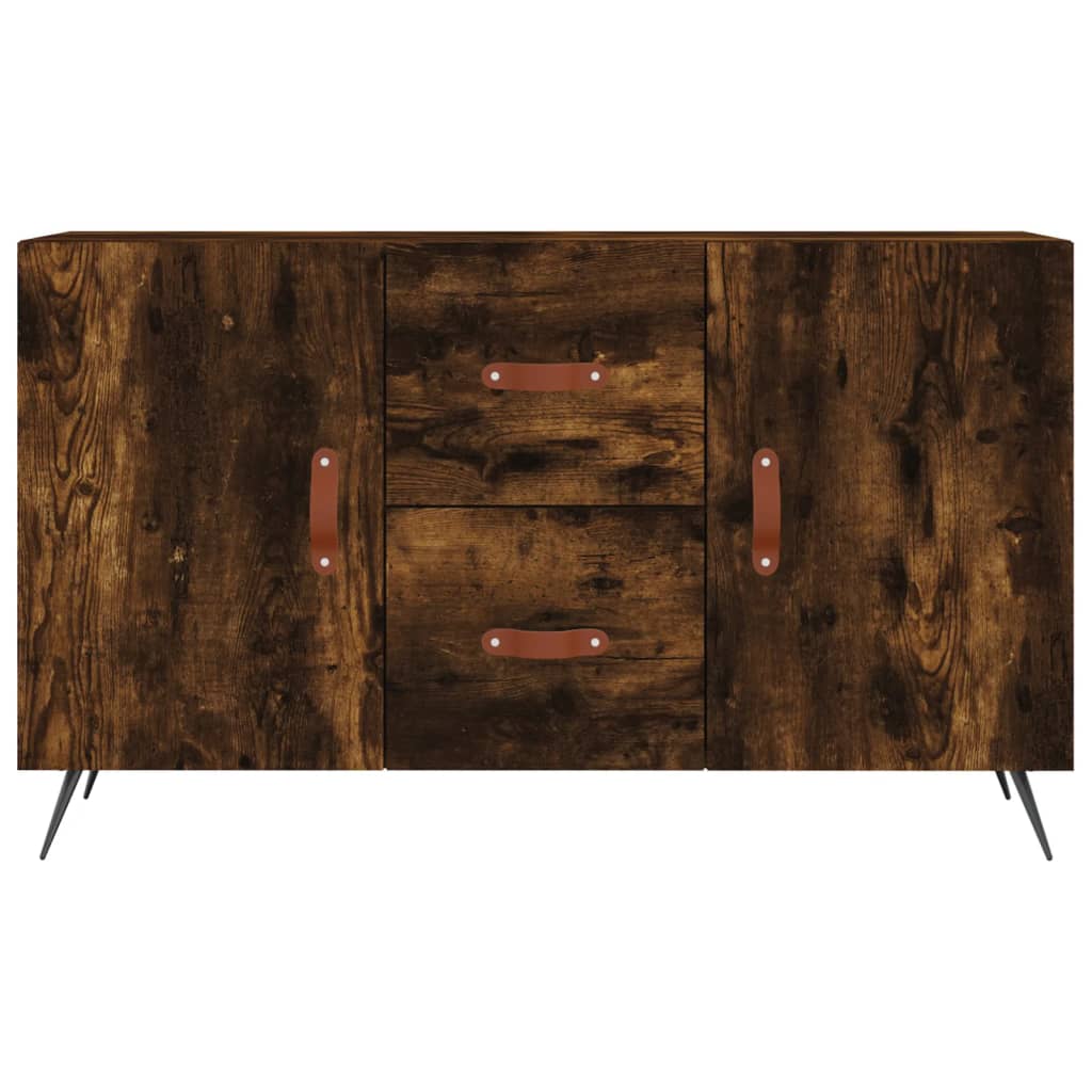 The sideboard viewed directly from the front showing the symmetrical door and drawer layout