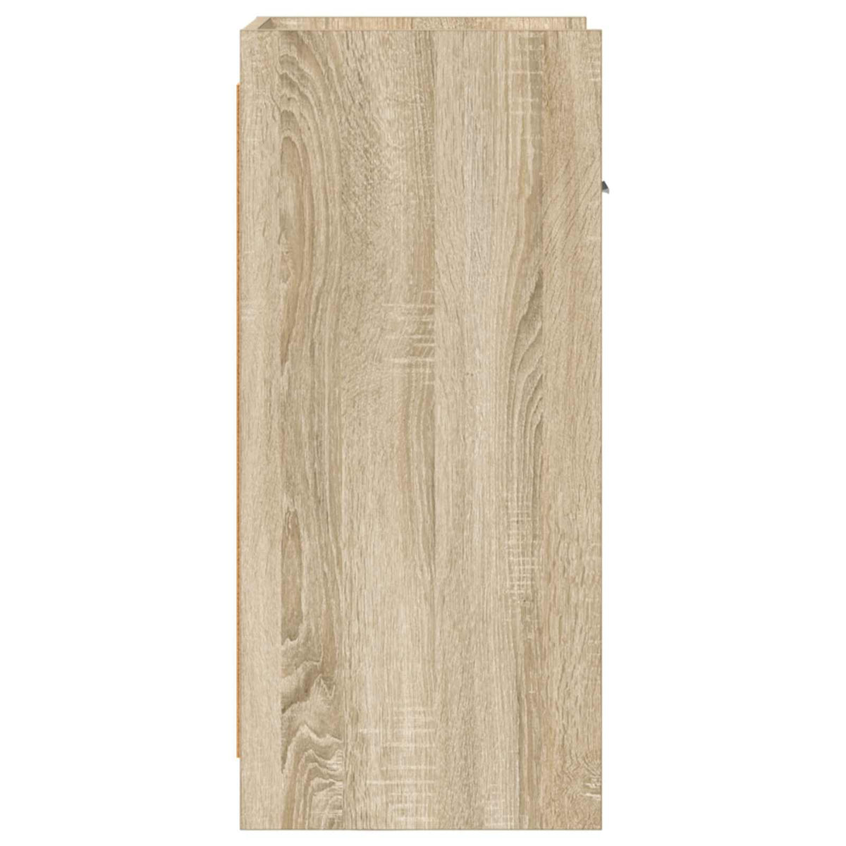 The side panel of the sideboard showing the wood grain texture and flat surface