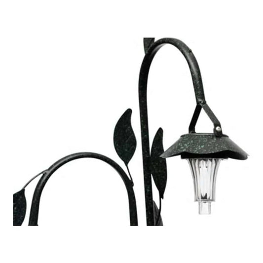 Close-up of the solar powered light on the plant stand