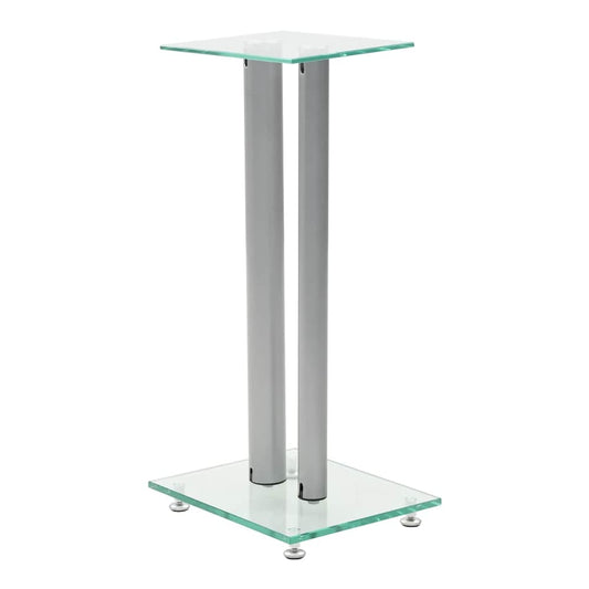 Speaker Stand with a tempered glass top and silver pillar