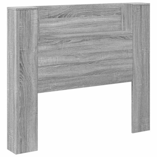 the storage headboard, showing the grey wood effect finish and construction
