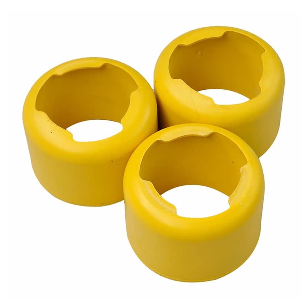 the pool vacuum cleaner yellow plastic rings arranged in a small cluster on a white surface