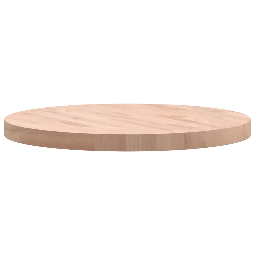 Another side view of the round solid wood beech table top
