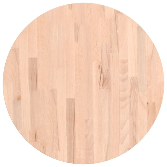 Round solid wood beech table top showing the wood grain pattern