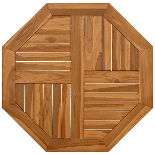 Octagonal solid wood teak table top with slatted surface