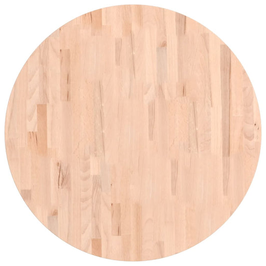 Close up of the round solid wood beech table top showing the grain pattern