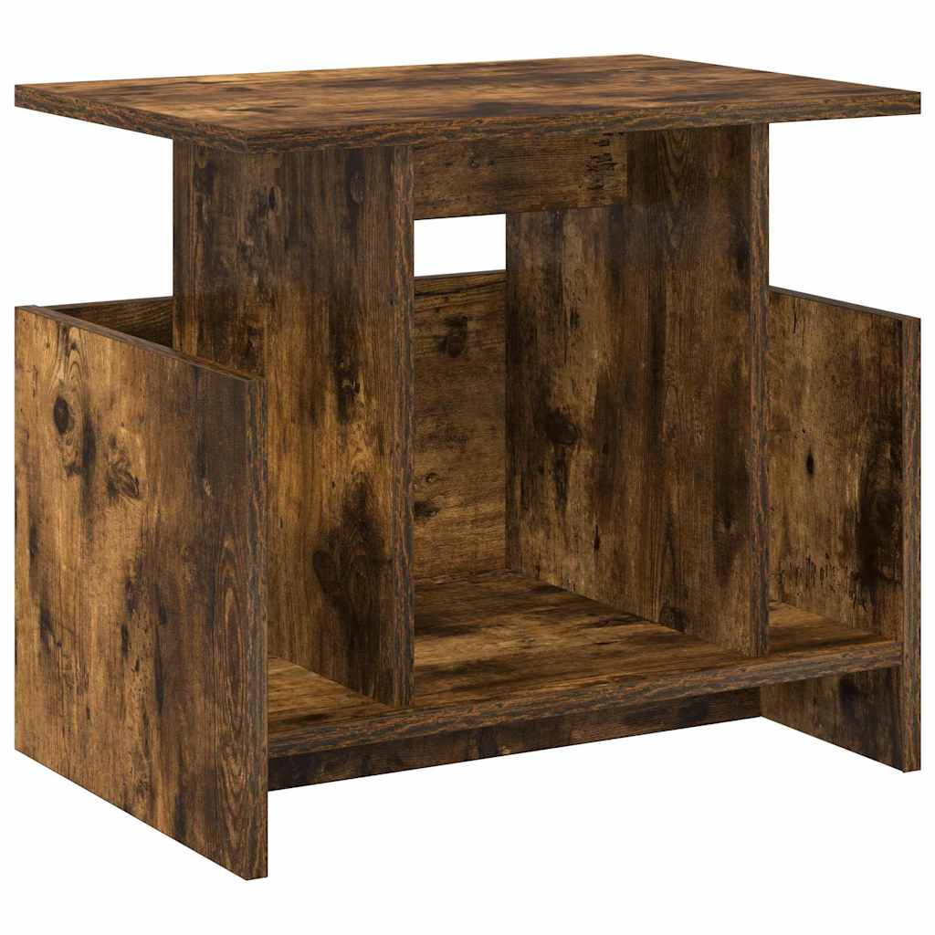 A single smoked oak engineered wood TV stand with open shelving