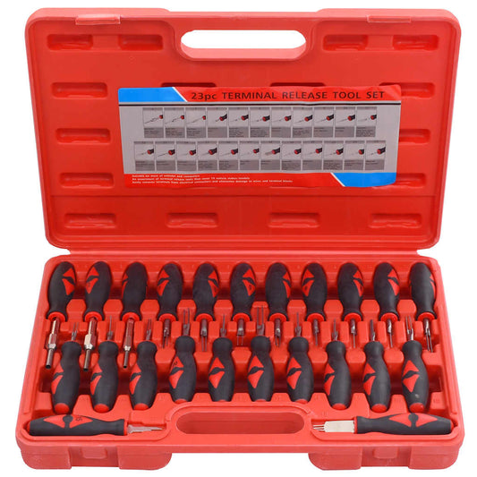23 pcs unlocking tool set with the lid open, showing the tools and a chart