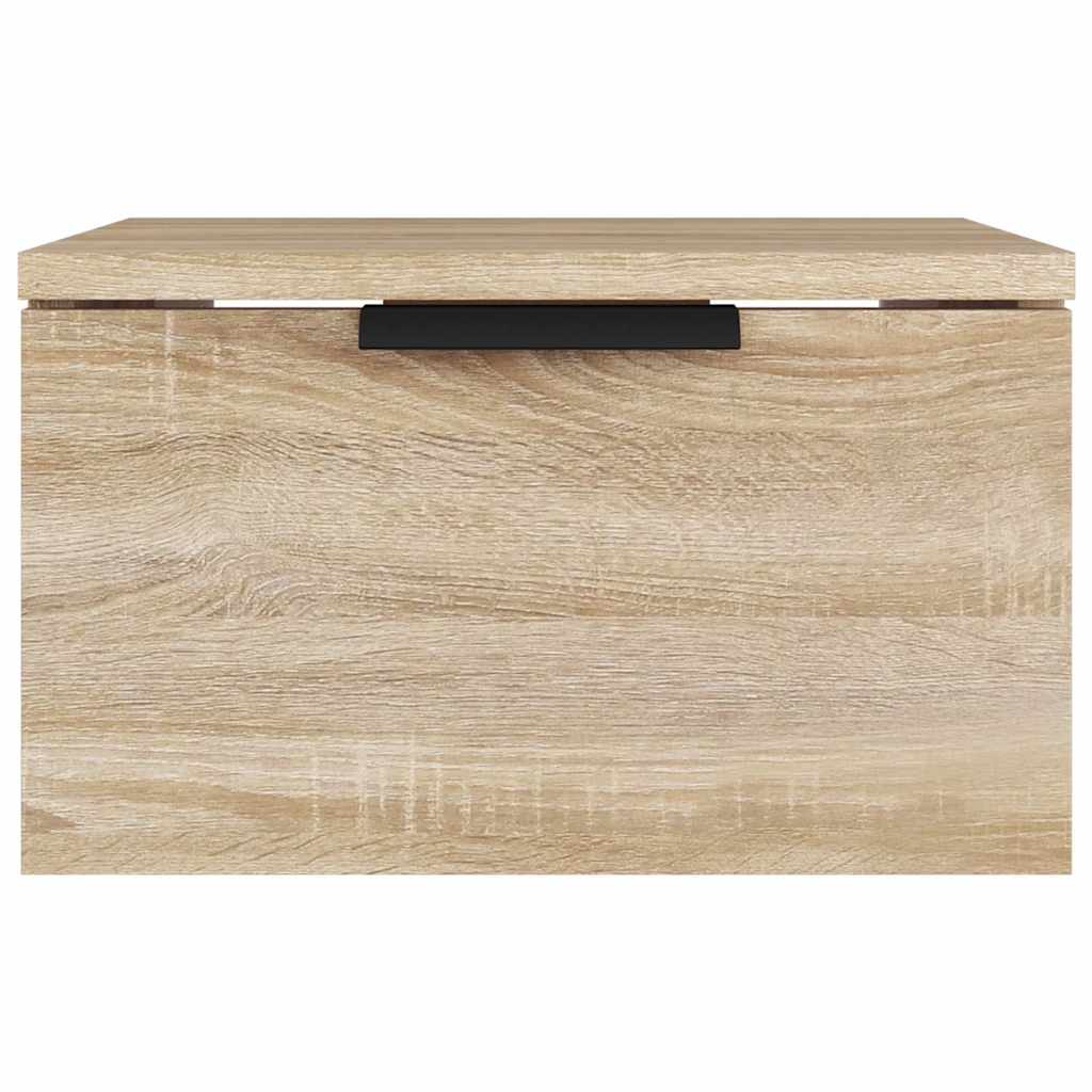 The bedside table viewed directly from the front showing the black handle