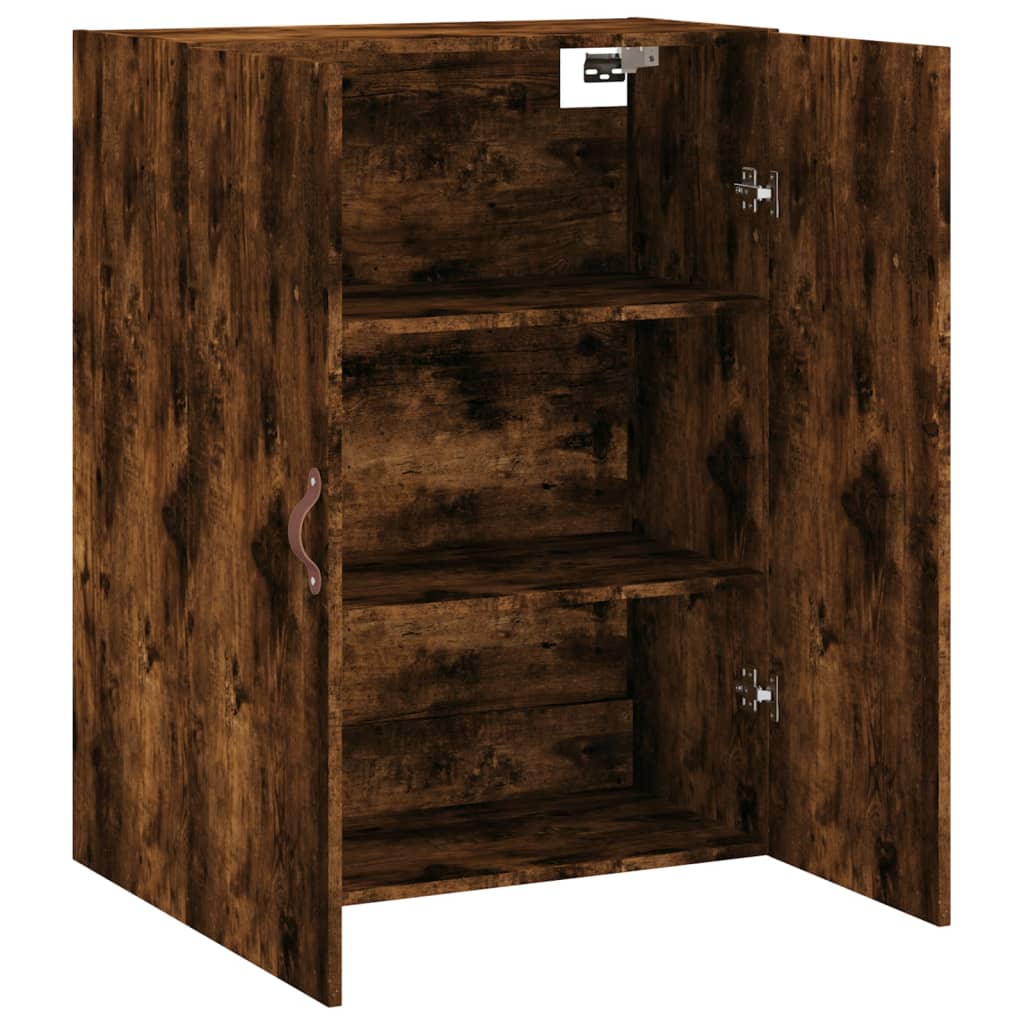 The wall mounted cabinet with its doors open showing three shelves