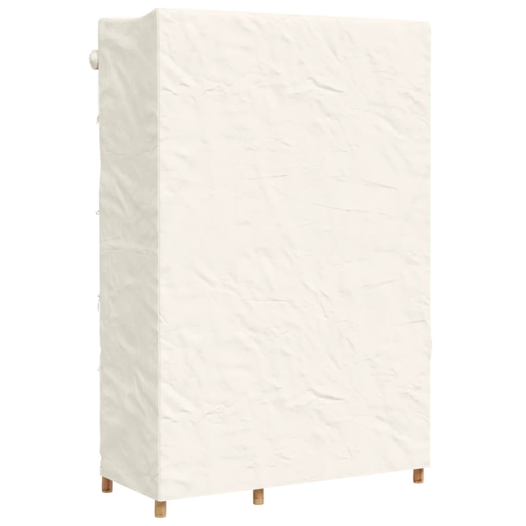 The bamboo wardrobe with its cover closed, showing the back