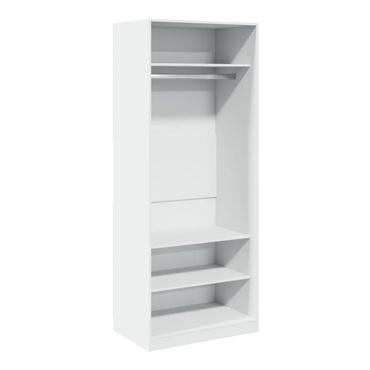 The white wardrobe with a hanging rail and three shelves