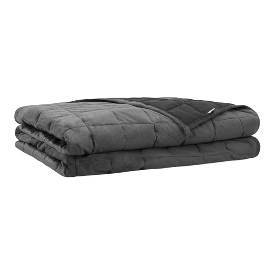 The folded weighted blanket showing its quilted pattern